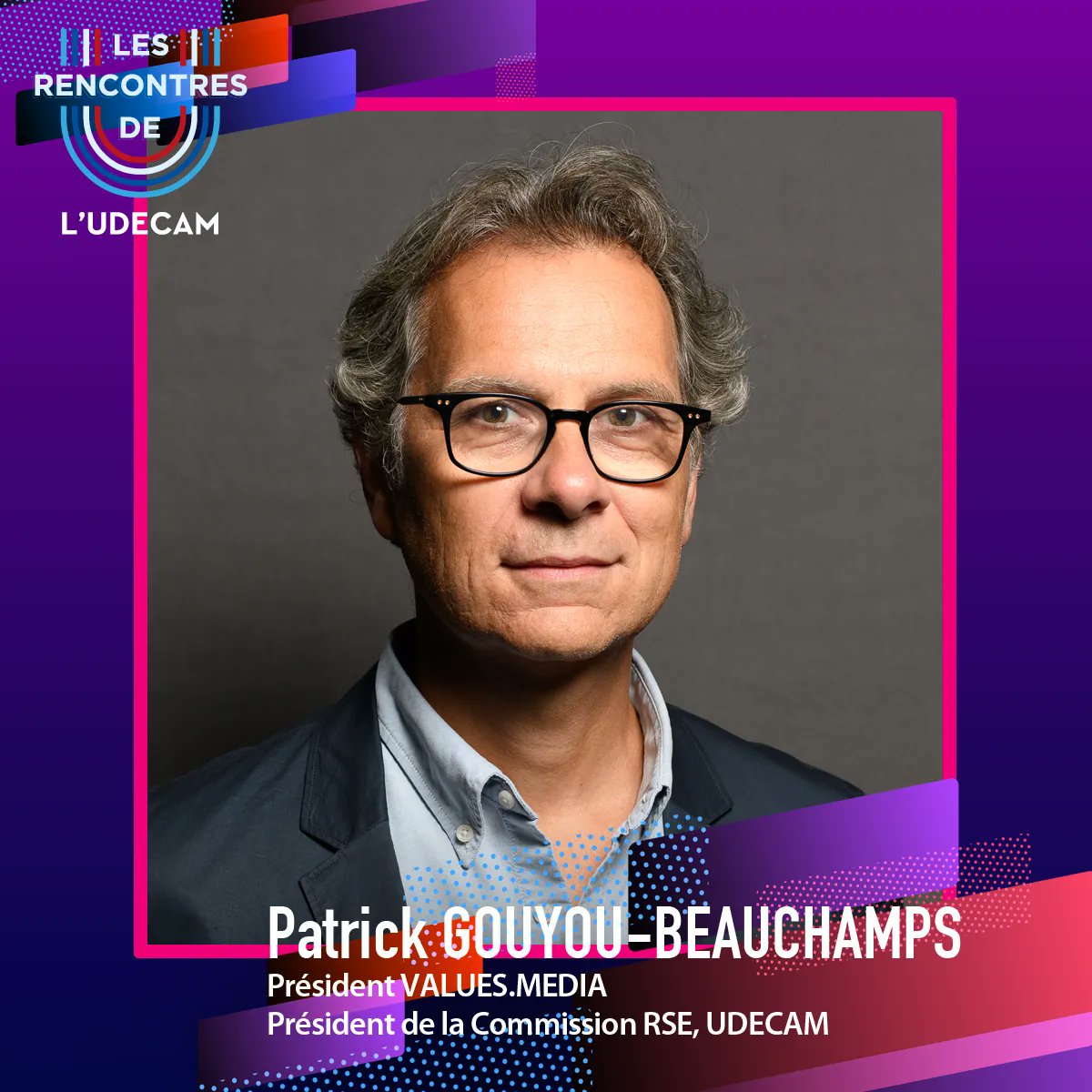 🔵 Le 16 mai, <a href="/Damien2FOUCAULT/">Damien de FOUCAULT</a>, DG de l'Udecam et Patrick Gouyou Beauchamps, Président de <a href="/Values_media/">Values.media</a> &amp; Président de la commission RSE de l'UDECAM introduiront la dernière matinée des #RencontresUdecam 2022-2023.

Découvrez le programme complet  → bit.ly/43JpyXi