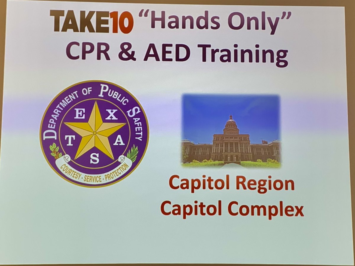 TxDPSCapitol's tweet photo. Earlier this week Sgt’s V.Taylor and A. Salines, TOD , conducted STOP-THE-BLEED, TAKE 10 (CPR) &amp; AED training to 24  Investigators from the Texas  Department Of Insurance.  The training was held at the Barbara Jordan State Building, Capitol Complex.  #CATRAC #TDI https://t.co/eDQM93tcgy