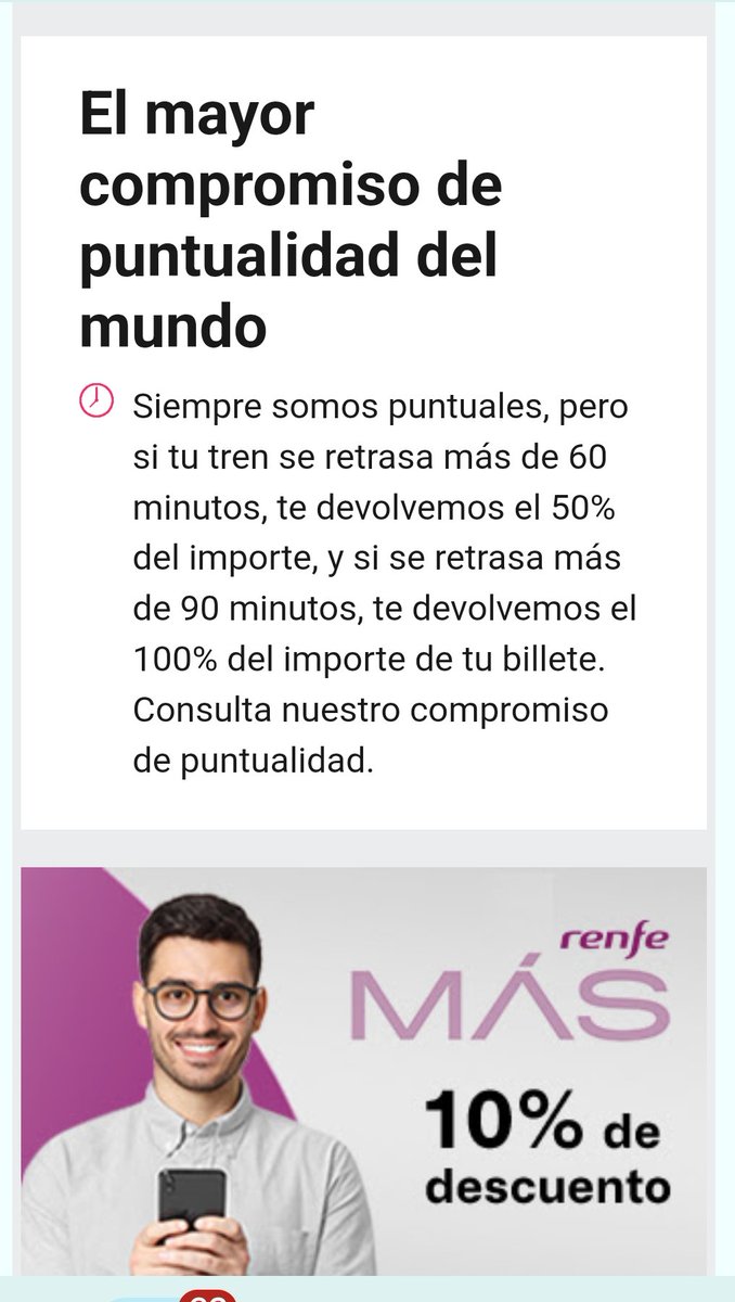 Solo es retraso si tardan 60 minutos o más. 
El compromiso de puntualidad de <a href="/Renfe/">Renfe</a>