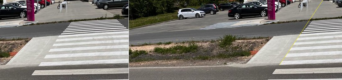 vaesc's tweet photo. @ArchivoVAR @_naxotellado Para los que trazan líneas alegremente sobre el campo para calcular el punto de fuga, un par de fotos explicativas (seguro que @_naxotellado lo entiende bien - los rectángulos del paso de peatones están perfectamente alineados... muy cerquita del Toralín, por cierto): https://t.co/LReeP5jnc9