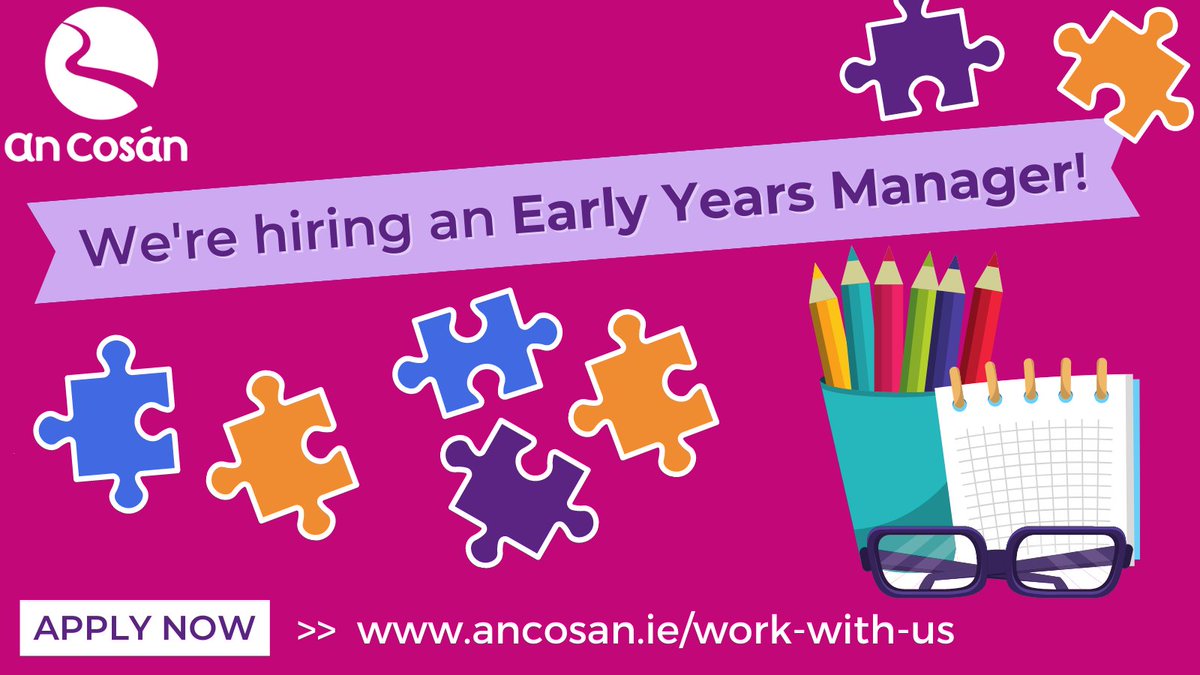 an_cosan's tweet photo. We're #hiring an #EarlyYears Manager for our #Fettercairn centre! Do you know someone suitable? If so, please encourage them to apply!  

Full details on our website >> https://t.co/Co4QLhJuxz 

#jobfairy #dublinjobfairy #jobalert #earlyyearsjobs #Tallaght https://t.co/4wVwcZECr5