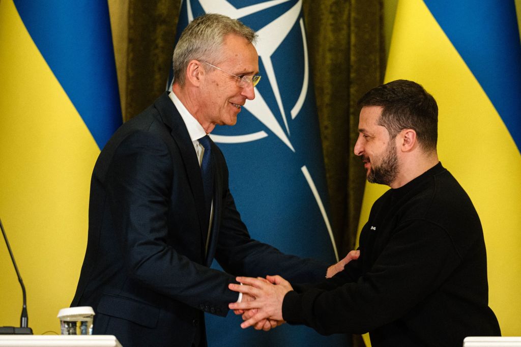 KyivIndependent's tweet photo. ⚡️Zelensky meets NATO Secretary-General Jens Stoltenberg in Kyiv.

In his first visit to Kyiv for the first time since the start of Russia's full-scale war against Ukraine, Stoltenberg held a joint briefing with the Ukrainian president on April 20. https://t.co/c9C77bC1mF