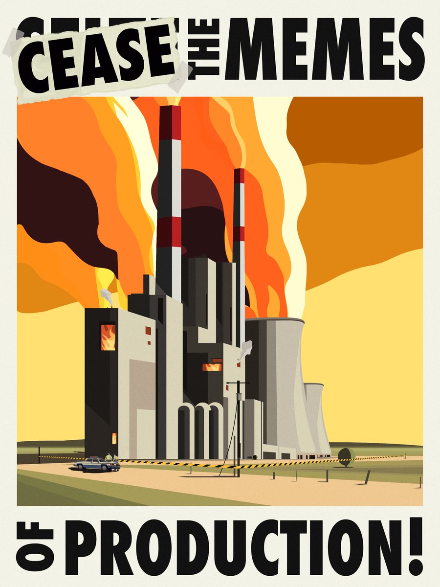 1/ Meme Card #1 is from
<a href="/sertx92/">Sert</a> 
<a href="/mfer2355/">flapoid.eth</a> 

“Cease Production”

Airdrops are done, edition size is 142, mint price 0.006529ETH and card is CC0.

Mint is open to public.