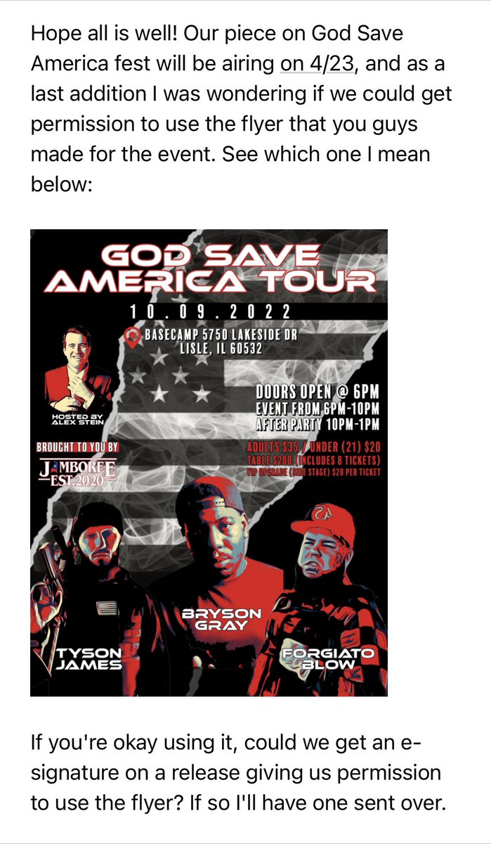 GopJamboree's tweet photo. @VICENews is airing their documentary this Sunday April 23rd. We will provide a link when available @brysongray @alexstein99 @ForgiatoBlow47 @MorningAnswer https://t.co/CqGEPnvMlD