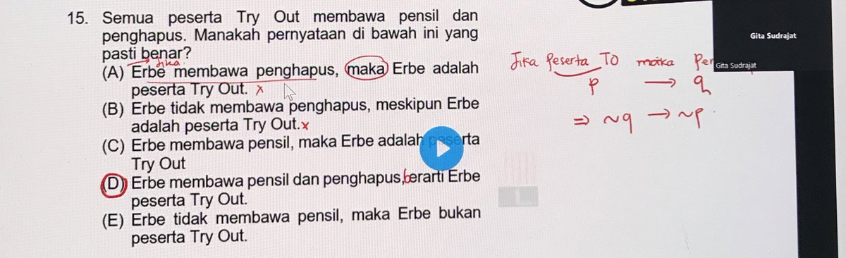 ItbSimpfr's tweet photo. @sbmptnfess Sorry mau numpang nanya 🙏🏻 kenapa jawaban nya engga E? Bukan nya kalo pake P maka Q itu ga sama dgn Q maka P ya? https://t.co/VSZlp4vgLs