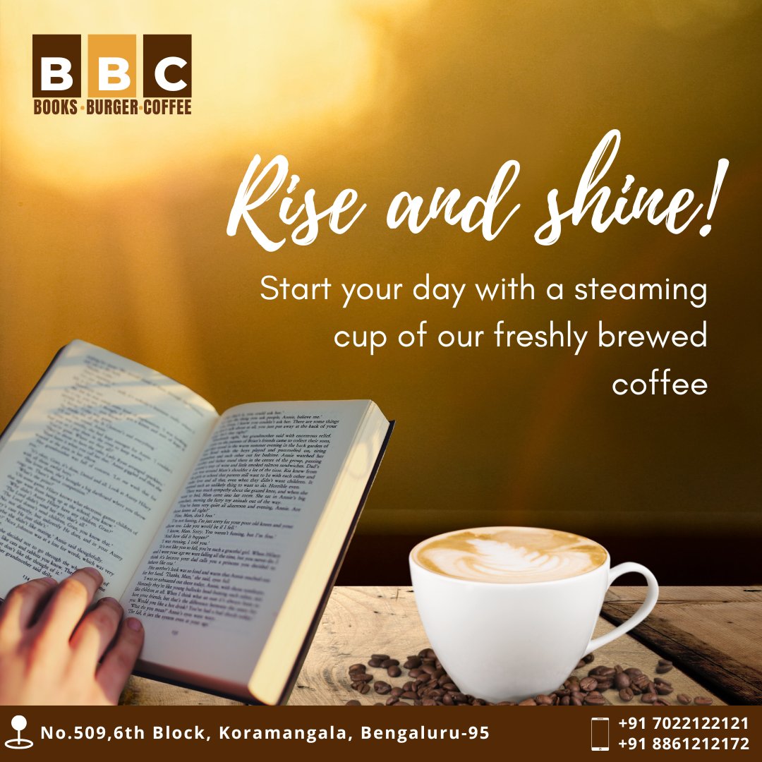 Start your day off right with a cup of our rich, smooth coffee.  
Call us : 
  7022122121
  8861212172
Visit: booksburgercoffee
#bookburgercoffe #bookslovers #librosymaslibros #bookstagrampl #bookseries #booksph #cafeofcoffee