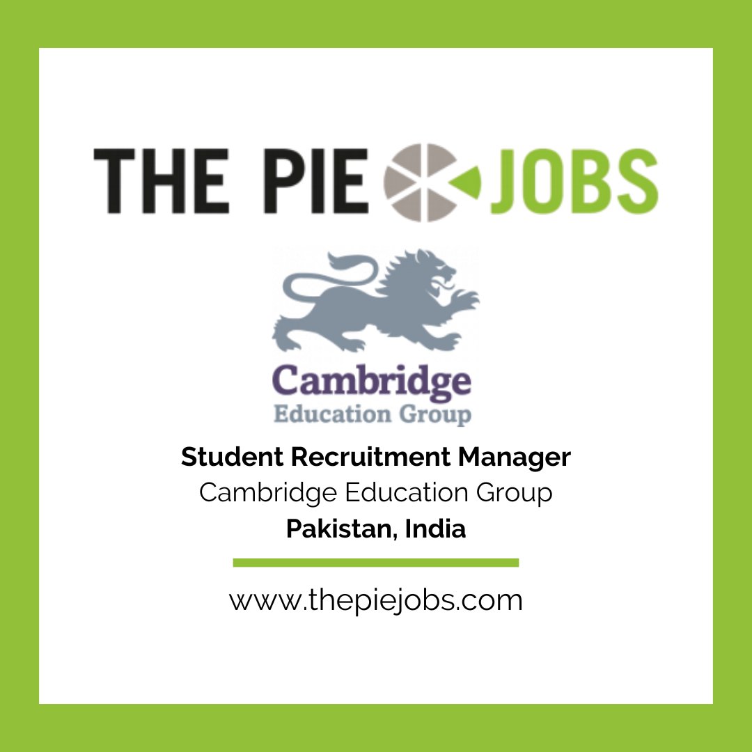 Cambridge Education Group have an opening for a Student Recruitment #Manager to join their sales team based in #Pakistan to support their Director of Student Recruitment.

Learn more about this role via The PIE Jobs hubs.li/Q01MblrN0

#intled #hiring #newjob