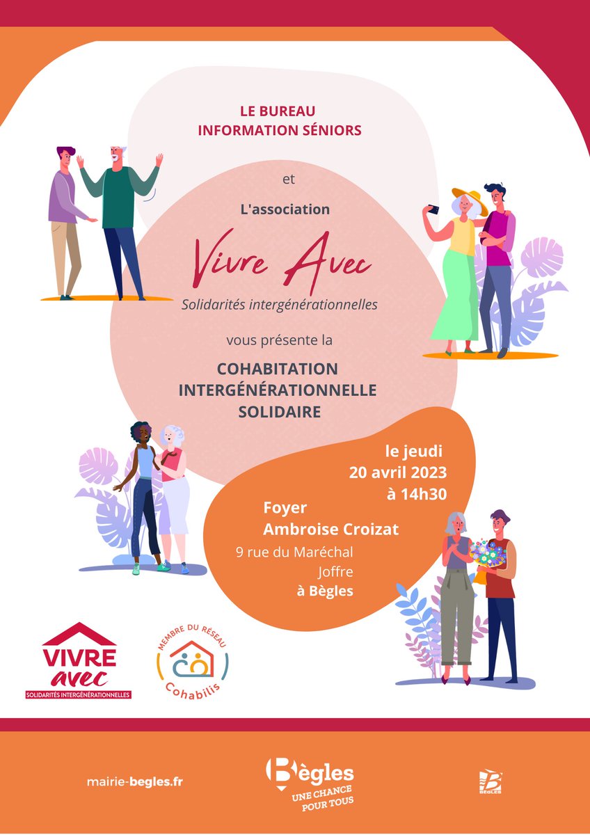 AssoVivre's tweet photo. Aujourd'hui, nous avons rendez-vous avec les #seniors béglais afin de leur présenter notre association et la #cohabitation #intergénérationnelle #solidaire.
Merci au Bureau Information Séniors de la @Villedebegles pour cette invitation à faire connaître notre action ! https://t.co/Qx5ETBKfcI