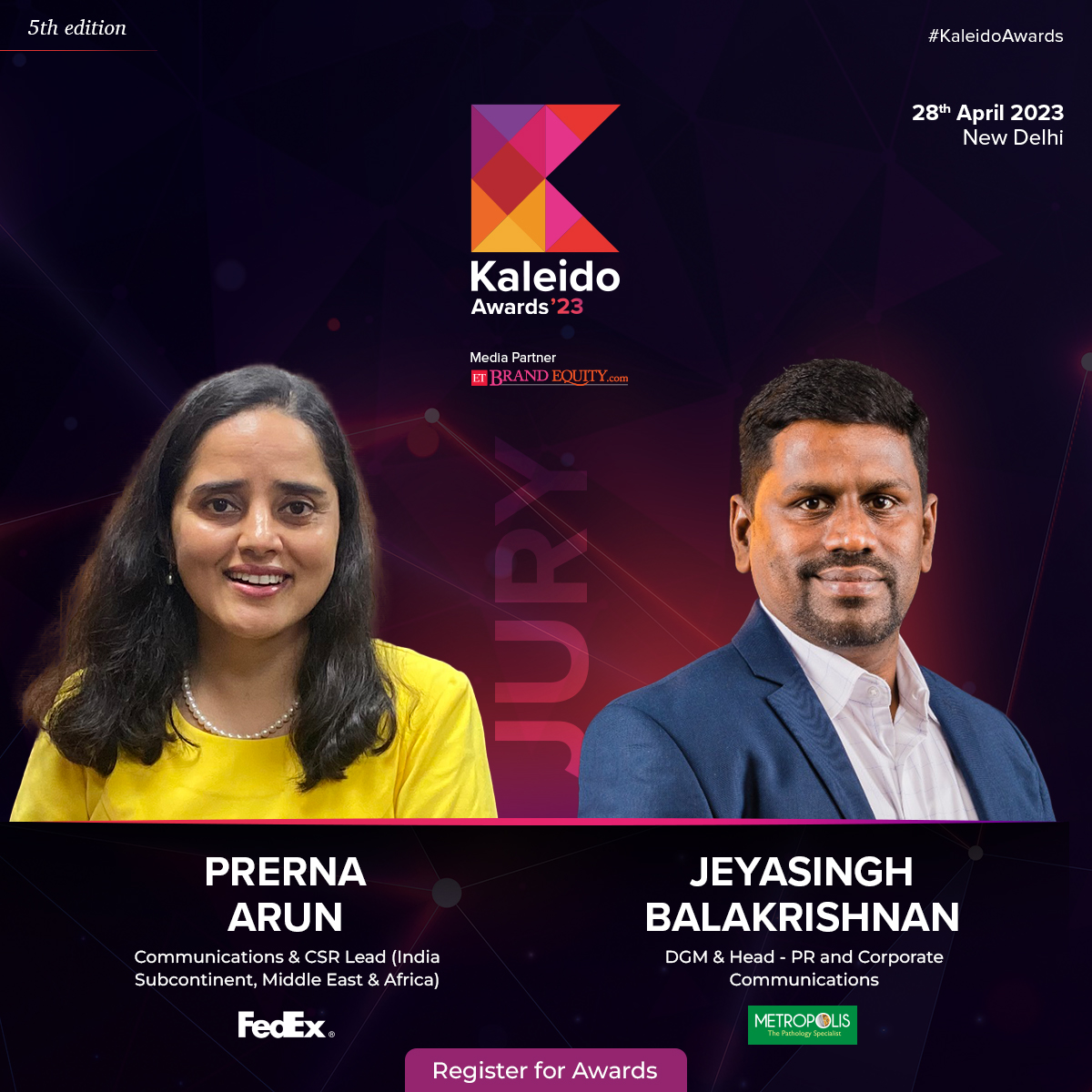 ETBrandEquity's tweet photo. We are delighted to welcome #PrernaArun from
@FedEx and @Jaisinghbk from @MetroHealthLabas our esteemed jurors at #ETKaleidoAwards.   

Know More: https://t.co/109m77gJWl 

#Awards #Kaleido #PublicRelation #Communicators #Corporate #PR #Professionals https://t.co/7AbmVJqBaC