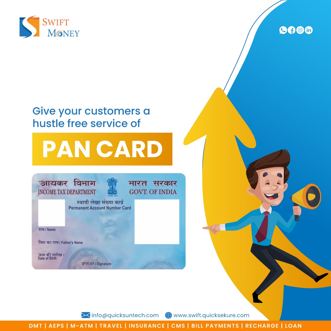 Now you can apply for Pan Card quickly and easier. SwiftMoney is giving you a chance to earn a side income that can make you rich because a Pan card is mandatory for everyone. Contact us.

#pancard #applypancard #sideincome #smallbusiness #businessidea #earnmone
