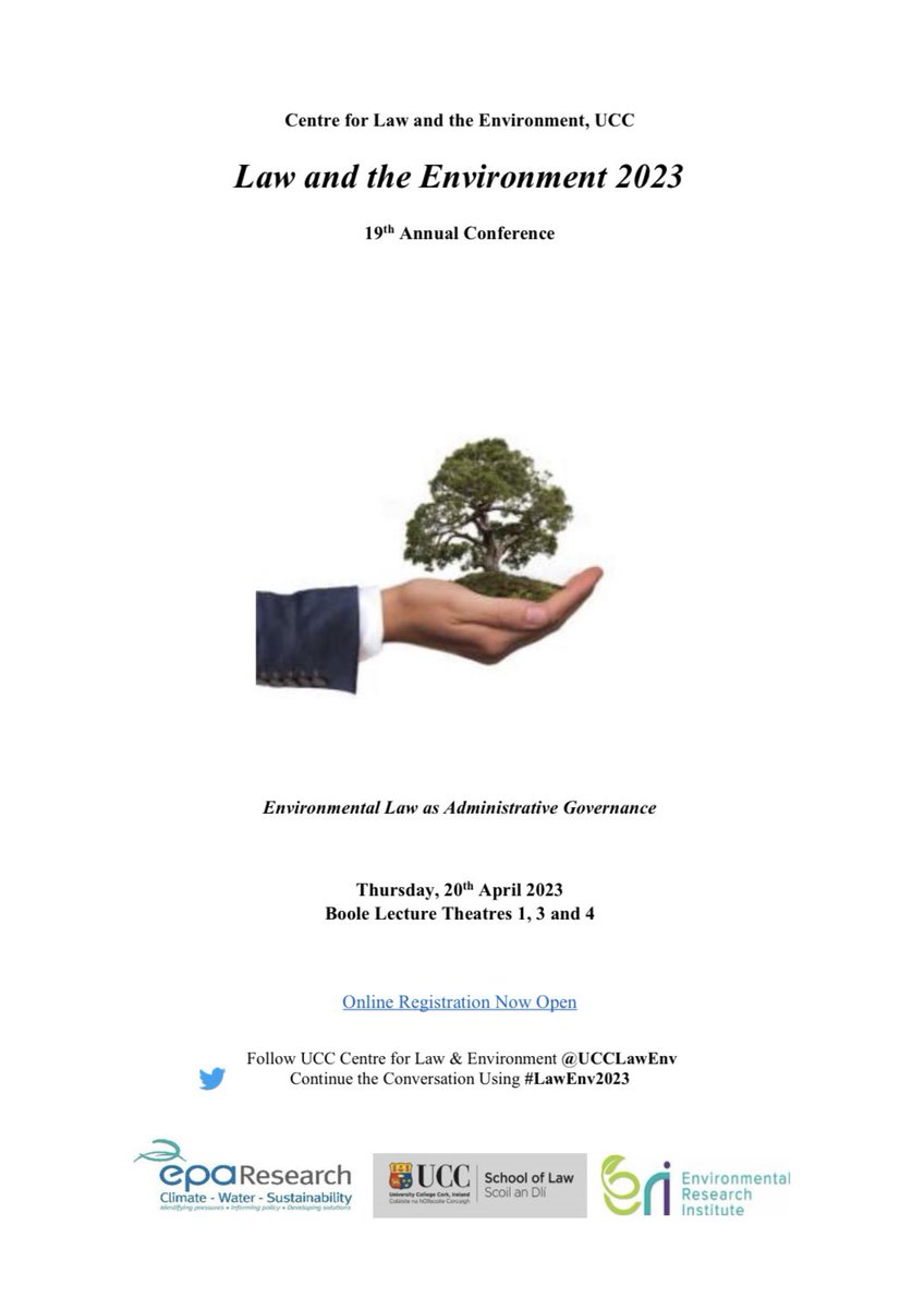 GreenCampusUCC's tweet photo. Beautiful day at @UCC for the annual Law & the Environment Conference🌿
With talks about the recent draft Planning & Development Bill, Rights of Nature and much more, this years conference theme is ‘Environmental Law as Administrative Governance’ https://t.co/emTSNojtwM