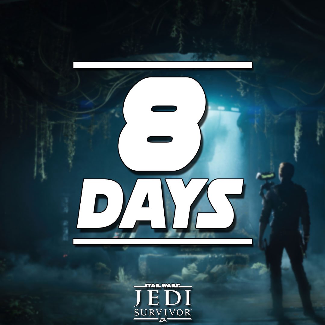 AbstractJedii's tweet photo. I can’t believe we’re almost a week away. We’re officially 8 days away from the launch of Star Wars Jedi: Survivor! It’s insane to me that by the end of the next week we will have this game in our hands. #StarWarsJediSurvivor https://t.co/LyLojOggWm