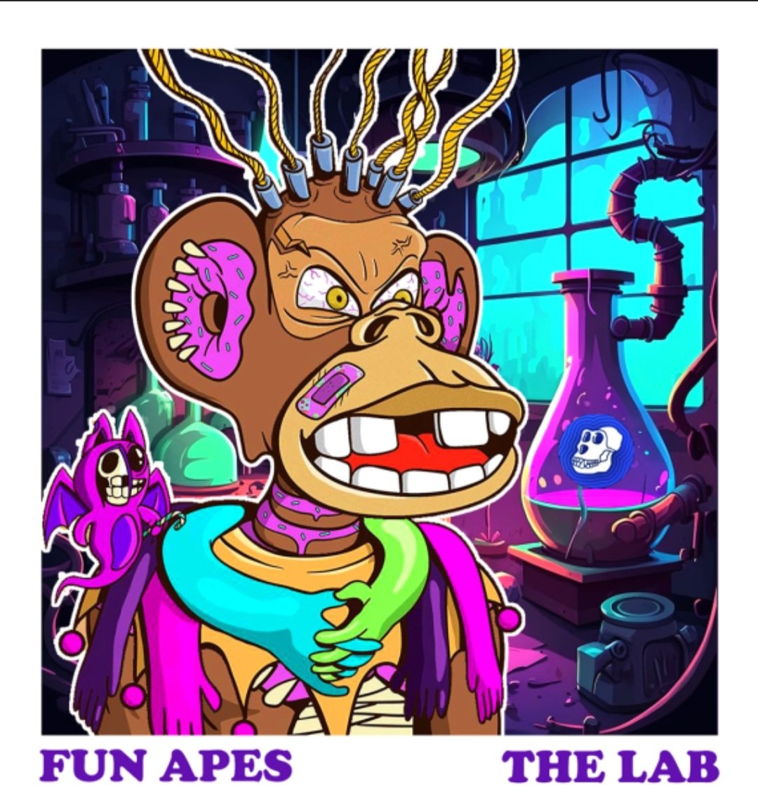 cryptosomatic's tweet photo. @Chi_City_Roots @FunApes_NFT Lucky, welcome to the fun fam!
#FunApesNFT #JoinFunApes @FunApes_NFT #Tweet2Earn $ape
Now check out the #FunsLab https://t.co/8fDjGSlweM