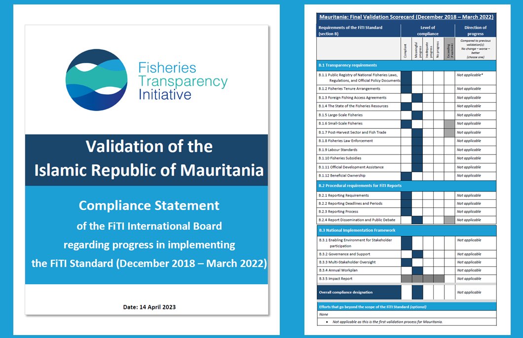 📢#FiTI International Board sees 'meaningful progress' of FiTI implementation in 🇲🇷#Mauritania 👏, as part of country's first #compliance validation. #transparency #marine #fisheries #PROBLUE_Oceans
👉bit.ly/3mMW5Lo