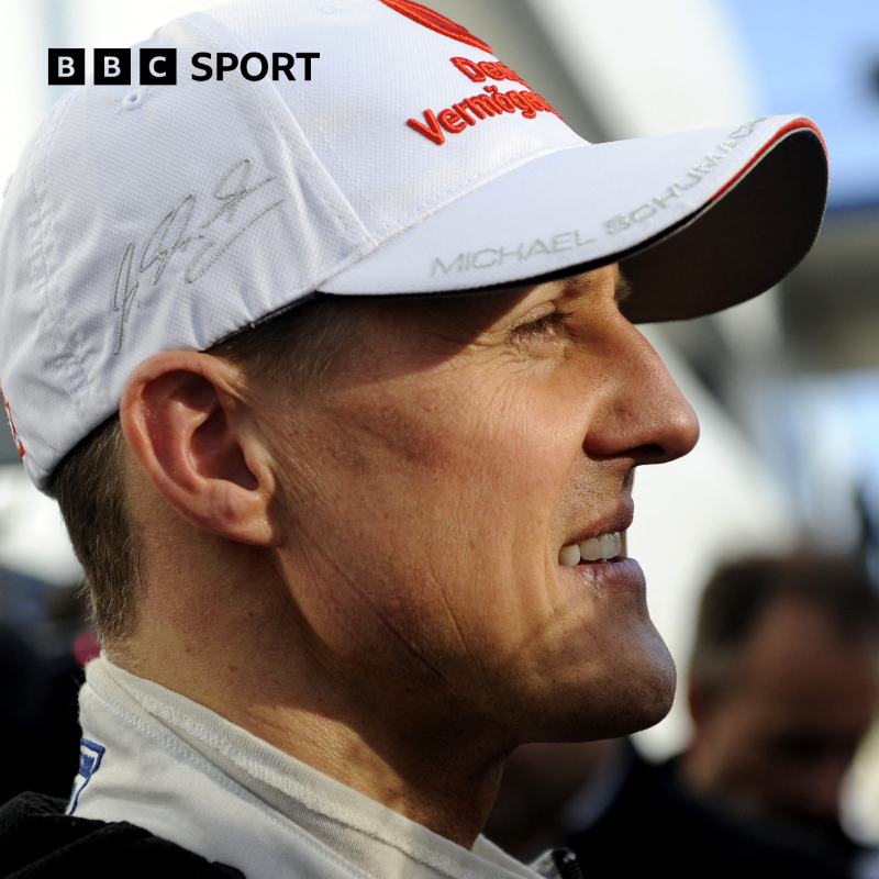 BBCSport's tweet photo. Michael Schumacher's family are planning legal action against a magazine which published an artificial intelligence-generated 'interview' with the former Formula 1 driver.

#BBCF1