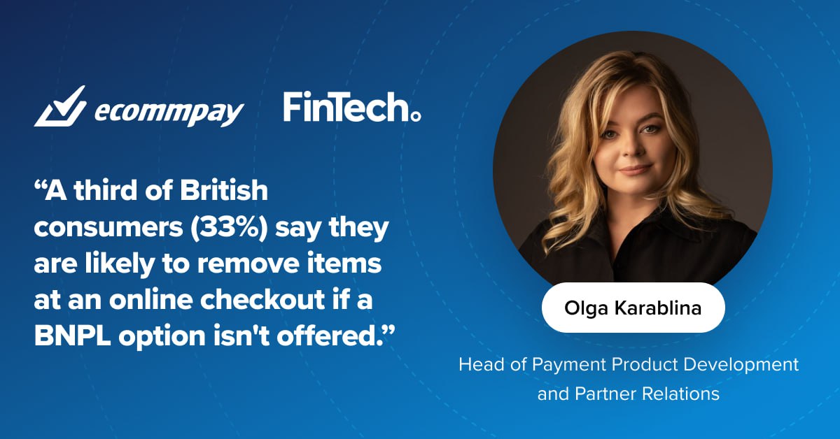 Will big tech companies like Apple Pay take a big bite out of the BNPL market? 🍰

✅Check out the expert view of Ecommpay's Olga Karablina on BNPL and its competitive landscape 
featured on <a href="/FinTechMagazine/">FinTech Magazine</a>: 
fintechmagazine.com/articles/what-…

#applepaylater #bnpl #fintechnews