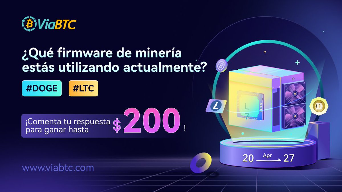 🤩Giveaway #ViaBTC I ¿Qué firmware de minería estás utlizando actualmente? 

🎁¡10  ganadores de 20 $USDT!

🙌Síguenos <a href="/ViaBTC_Spanish/">ViaBTC Spanish</a> 
❤️Like, retweet y etiqueta a tres amigos. 
💬Comenta tu respuesta

#miner #ASICfirmware #Litecoinmining #Dogecoin #Hiveon