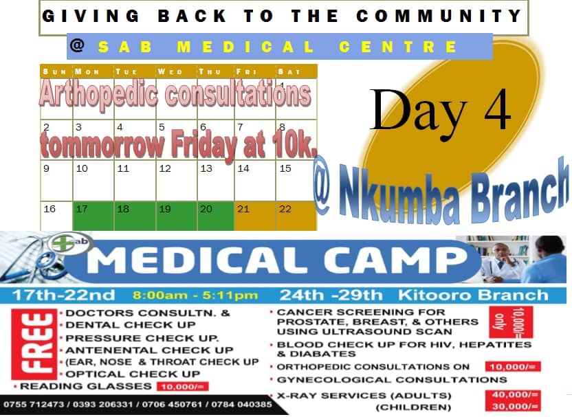 SabMedicalUG's tweet photo. Day 4 at Sab Medical Centre the services are still on. https://t.co/fvcDhqH2Wj