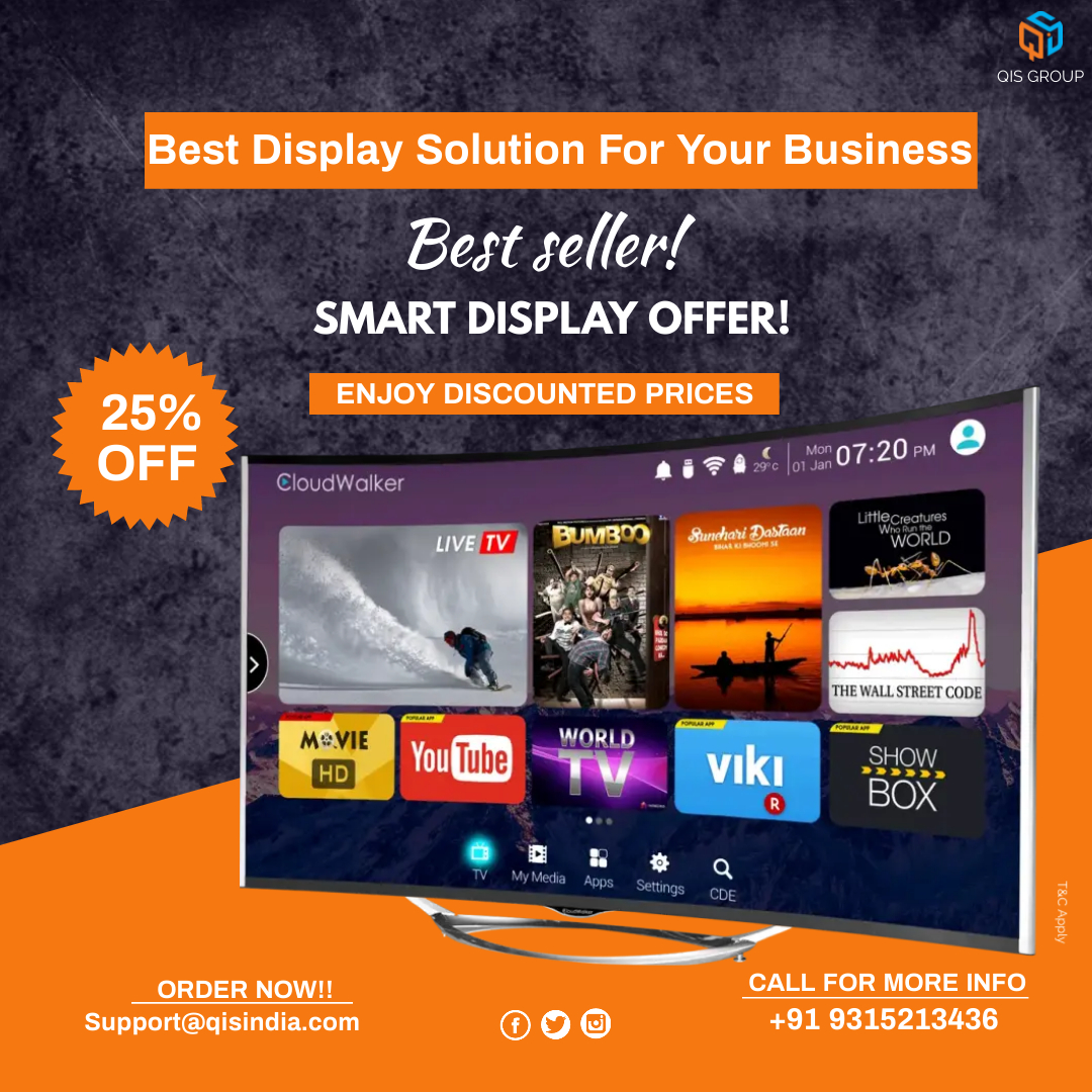 Best Display Solution for Your Business.

SMART DISPLAY OFFER! #25%off

ENJOY DISCOUNTED PRICES

#qisgroup #qisindia #qualityinternationalservices

#samsung #smartoffice #foggiaview #foggiani #samsung #samsungita #samsungitalia #samsungitaly #samsungmonitor #monitorsamsung