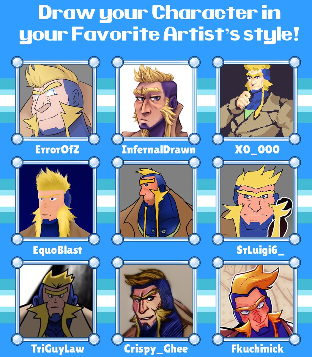 MisterPandaBoom's tweet photo. Credit goes to illustrators (@/ErrorOfZ, @/InfernalDrawn, @/X0_000, @/EquoBlast, @/SrLuigi6_, @/TriGuyLaw, @/Crispy_Ghee& @/Fluchinick)that drew my goliath one Solus in their style.
I give a credit to Template by @/Ryuumajin.
#MyOC #OC #Bara #Muscle #Muttons #Muttonchops https://t.co/g11B6KyNCK