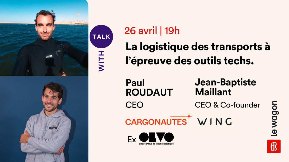 Retrouvez-nous avec @Cargonautes pour un Apérotalk au <a href="/Lewagonparis/">Le Wagon France</a> ! Nous y aborderons la logistique des transports à l’épreuve des outils techs ou comment simplifier la logistique autour des transports grâce à la tech. ⚠️ Les places sont limitées 👉 lew.ag/CW