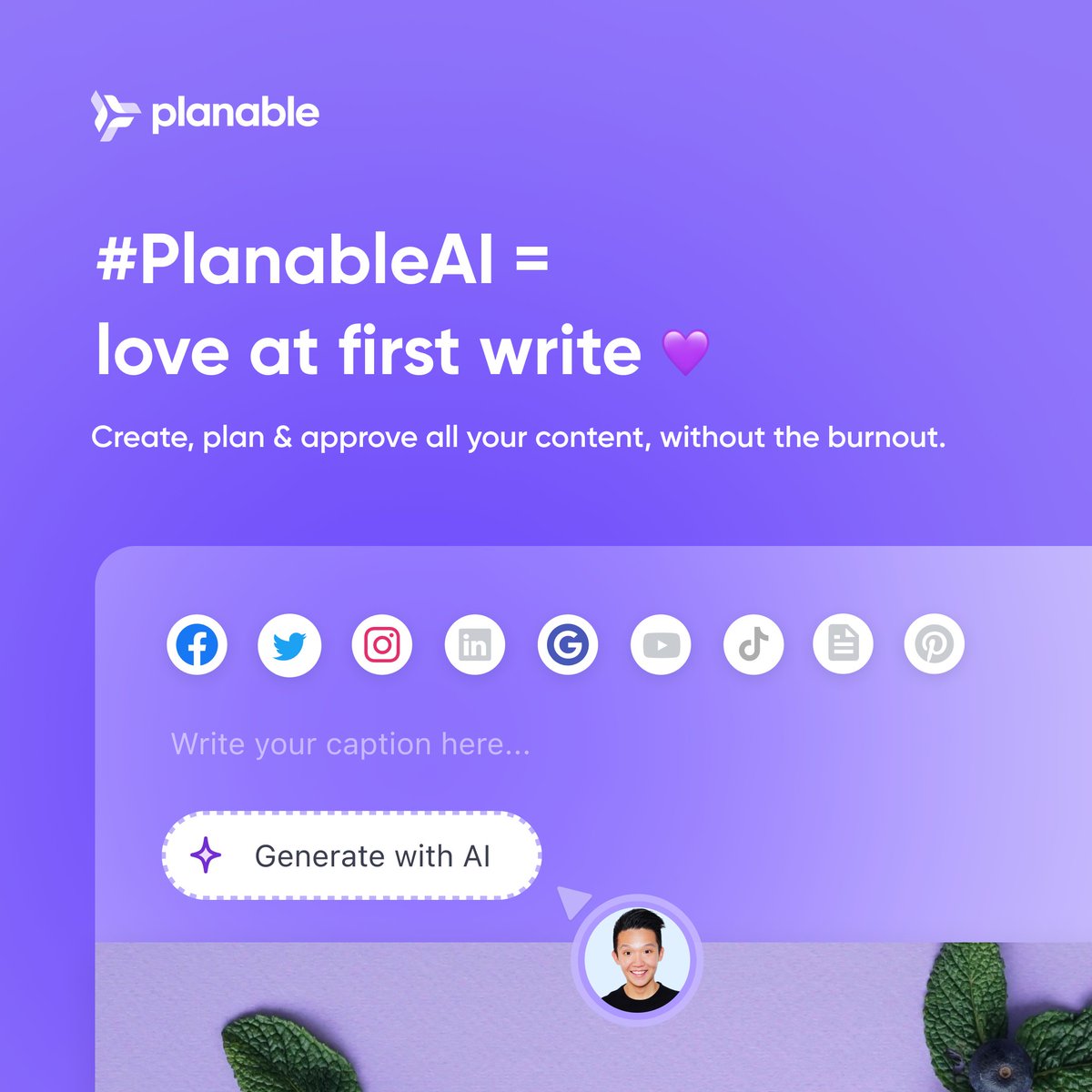 Introducing #PlanableAI - your ultimate writing wingman. 

Say goodbye to staring at your screen and searching for new words all the time 🫶

Take the plunge &amp; give it a try💜
