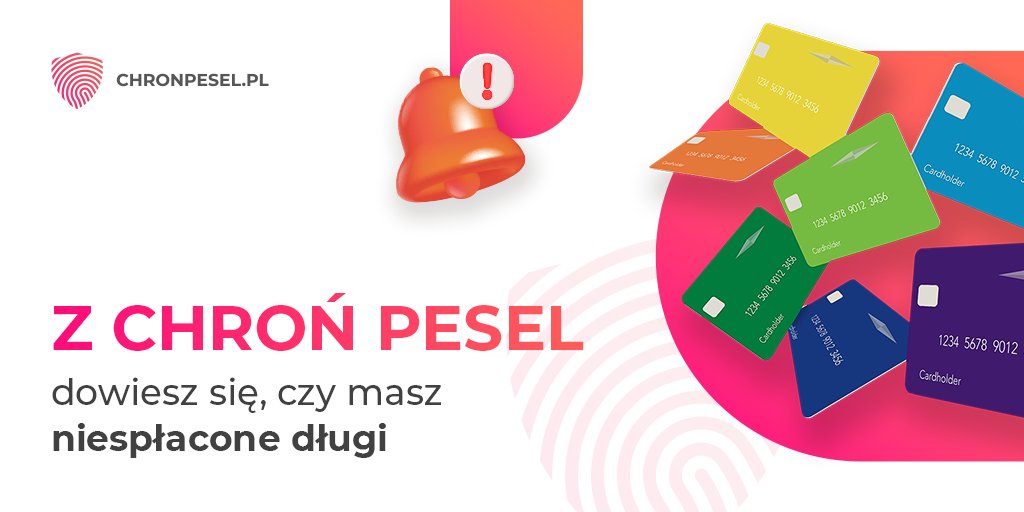 chronpesel's tweet photo. Tak działa jedna z usług w Chroń PESEL:
➡ ktoś dopisał Twój numer PESEL do Krajowego Rejestru Długów,
➡ dostajesz od nas powiadomienie,
➡ dowiesz się, czy masz niespłacone zobowiązania. https://t.co/8CpaETOmpp