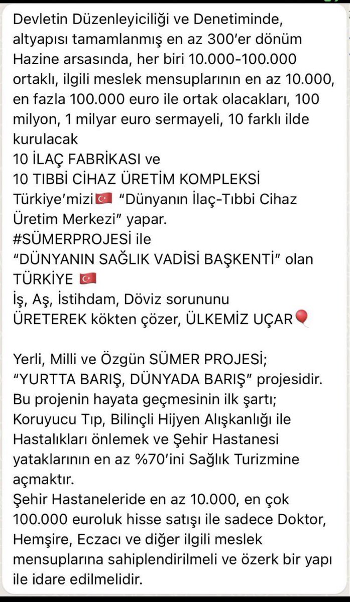 msapci1934's tweet photo. 🇹🇷Yurtta Barış, Dünyada Barış☮️

Yerli ve Milli #SÜMERPROJESİ

Türkiye’mizi🇹🇷 “DÜNYANIN SAĞLIK VADİSİ BAŞKENTİ” yapar.

İŞ, AŞ, DÖVİZ 
SORUNUMUZU KÖKTEN ÇÖZER.

İlk uygulaması, ATATÜRK’ün 
“Hatay benim şahsi meselemdir” dediği HATAY’dan başlamalıdır.

#SAĞLIKİÇİNHİJYENŞART https://t.co/cVDj7a98Tb
