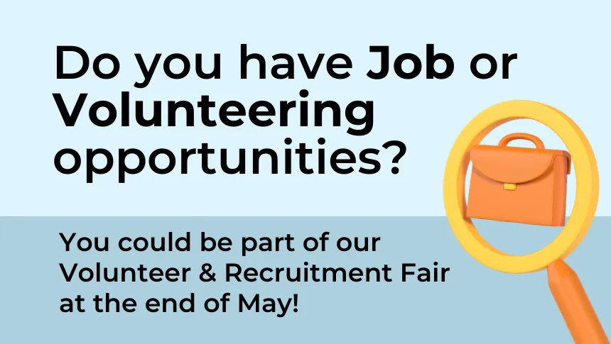 FVSA (@forthvalleysa) on Twitter photo Are you looking to promote job or volunteering opportunities within Forth Valley or nearby? We are running a Volunteer and Recruitment Fair from May 30th - June 1st at Forth Valley College. 
Interested in having a table? complete our online form 👉 buff.ly/40nJdJB Are you looking to promote job or volunteering opportunities within Forth Valley or nearby? We are running a Volunteer and Recruitment Fair from May 30th - June 1st at Forth Valley College. 
Interested in having a table? complete our online form 👉 buff.ly/40nJdJB