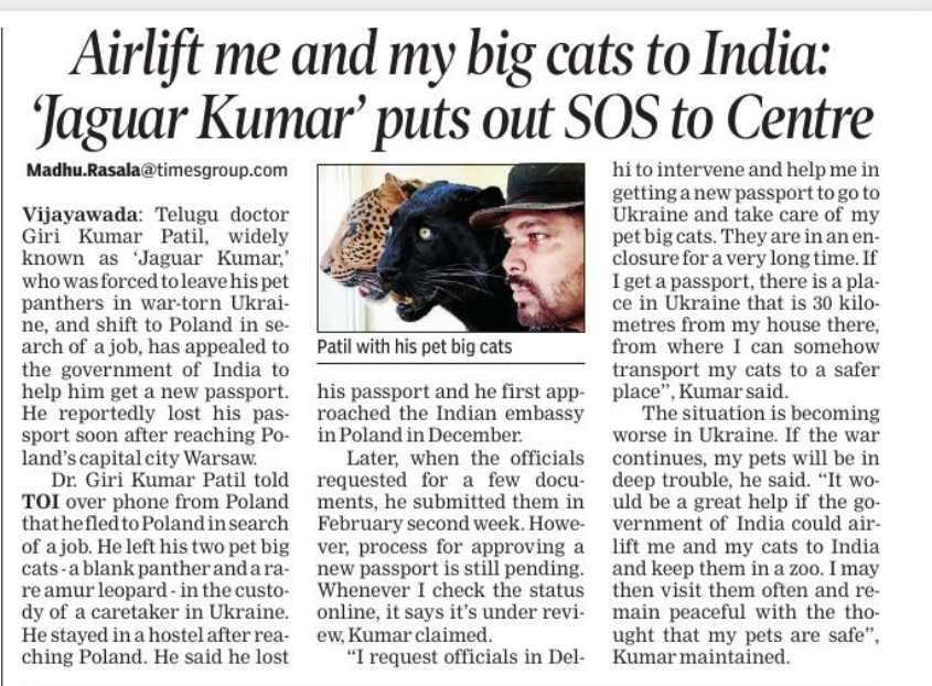 Madhu_TOI's tweet photo. #JaguarKumar #Jaguar #BlackPanther  #UkraineRussiaWar #Poland https://t.co/O88kJJPfIw