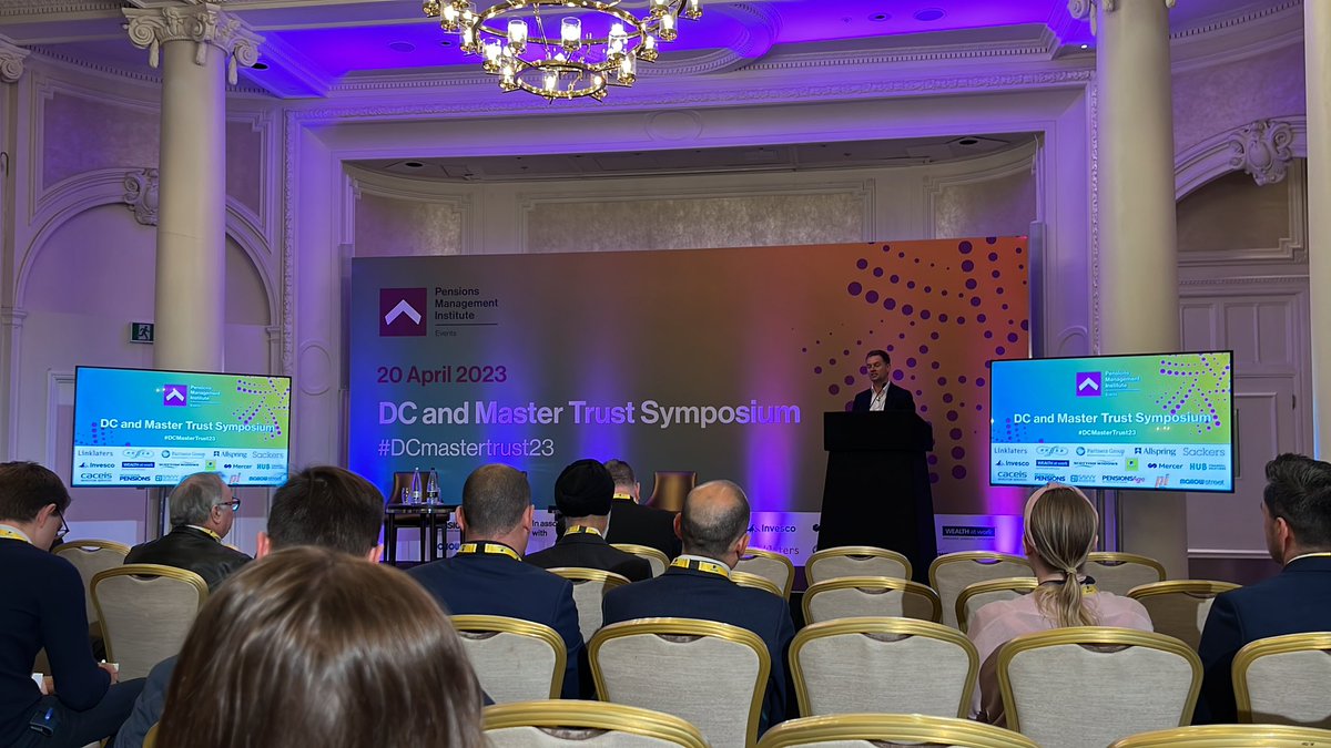 At the <a href="/PMIPensions/">The Pensions Management Institute</a> #dcmastertrust23 symposium today. Looking forward to some really interesting sessions.