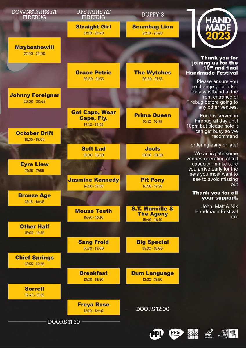 Here’s your Handmade 2023 Schedule! Plan your day. Final tickets here: gigantic.com/handmade-ticke…