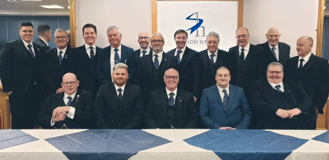 Considering being low on numbers due to a last minute rescheduled meeting the Brethren of St Philip Lodge came together for a new initiation (bottom row, 2nd from left) and a second degree ceremony for Bro. Dan. (bottom row, 4th from left) 😃 A joyous meeting had! #essexfreemason