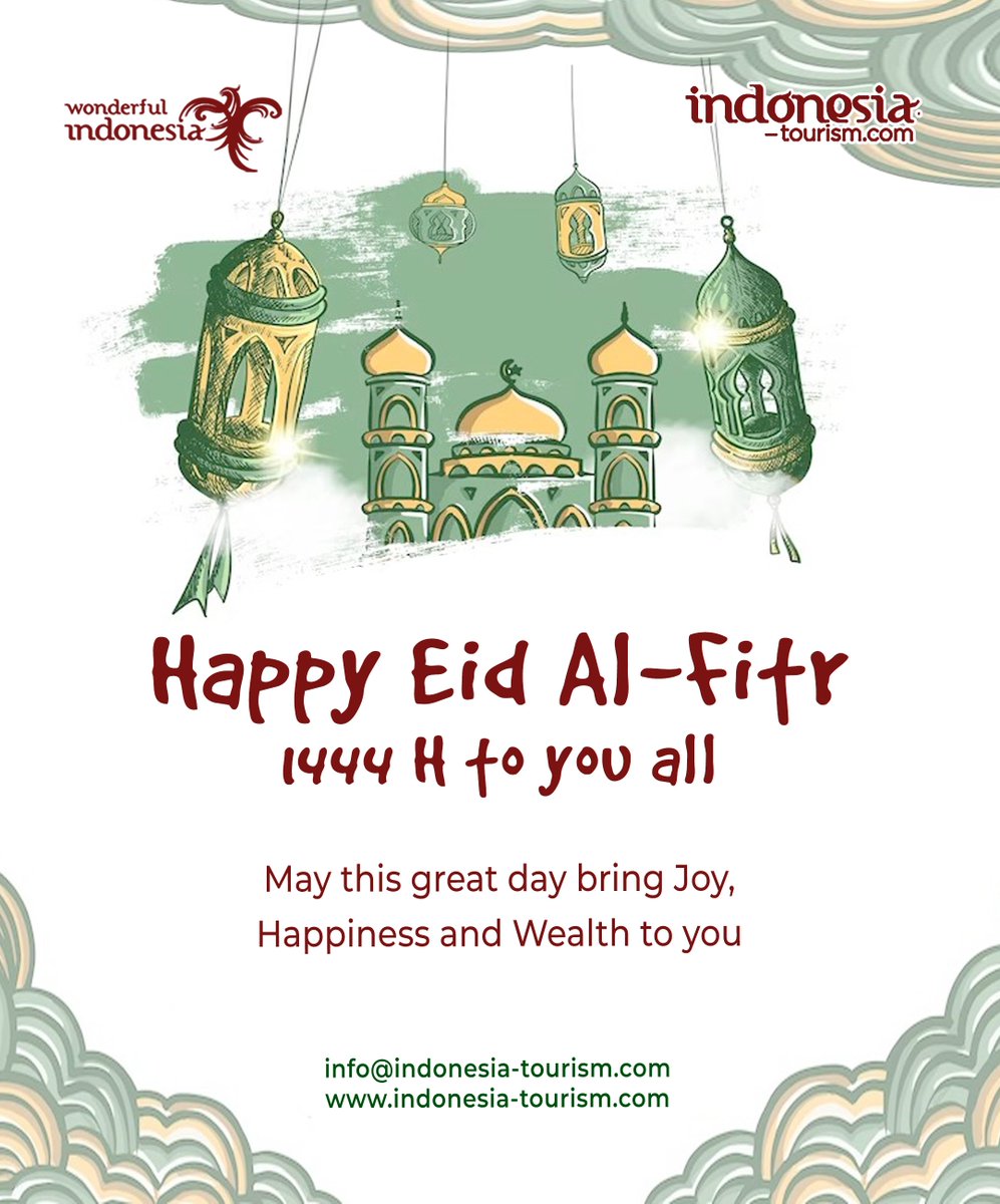 Happy Eid Al-Fitr 2023. May your holiday be peaceful and happy. Have a great time with your family!
#indonesiatourism #eidmubarak #happyeidfitr #eidftr2023 #muslimgreatday #happyeidmubarak #indonesiaeidmubarak #indonesiaeidfitr #indonesiaeidalfitr2023 #wonderfulindonesia