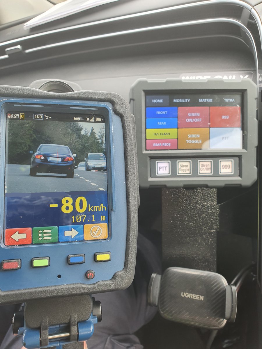 GardaTraffic's tweet photo. The Roscommon Roads Policing Unit stopped this car that they found speeding at 80kph in 50kph zone.
Using the #MobilityDevice, it was found that the driver had given false details & had been disqualified.
The car was seized. Court to follow.
#SlowDown #ArriveAlive https://t.co/lnw11K3y85