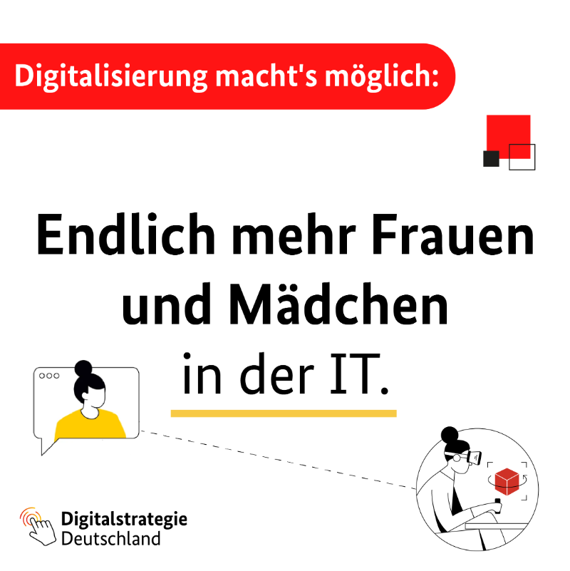 BMV's tweet photo. Die #Digitalstrategie der #Bundesregierung fördert das Projekt #YouCodeGirls, bei dem sich Mädchen online beim Programmieren ausprobieren können. Das durchbricht Geschlechterstereotype. #SeiDabei am 25.4. ab 10 Uhr beim Event "Einfach. Gemeinsam. Digital." und erfahre mehr! 🚀
