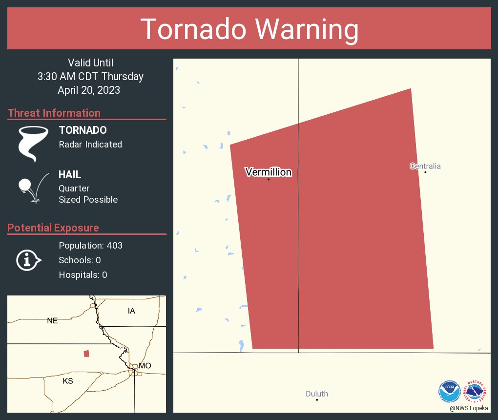 NWS Tornado on Twitter "Tornado Warning continues for Vermillion KS