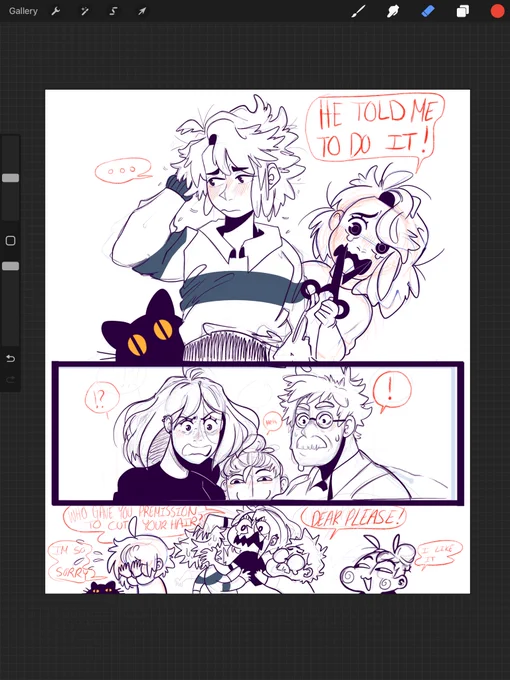 The time Jasper decided to cut his hair 💇‍♂️✂️ (Cole belongs to @hinokit) 