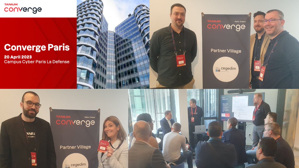 Cegedim_CO's tweet photo. 🚀 L'équipe @Cegedim_CO est en place au Campus Cyber avec son partenaire @Tanium  pour parler #cybersecurité #DEX #Conformité https://t.co/ZbOa5gqUcd