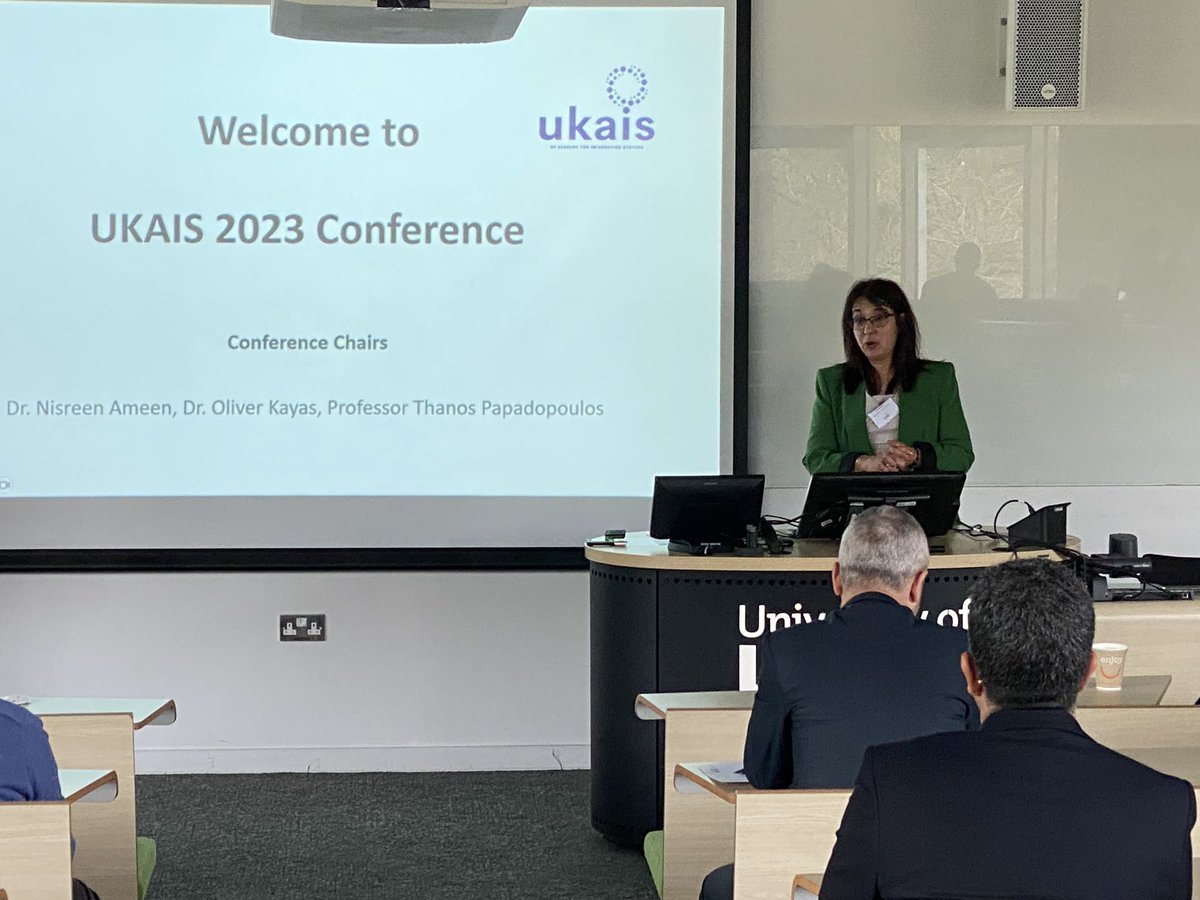 UKAISConnect's tweet photo. A warm welcome from #UKAIS President @niki_panteli and #ConferenceChairs: @ameen_nisreen Oliver G Kayas, Professor Thanos Papadopoulos
#UKAIS2023 #conference #Academia https://t.co/z0QxM2wWVf