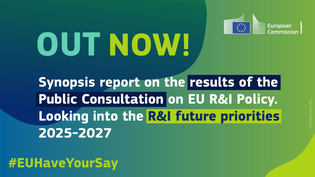 Did you participate to the largest public consultation on EU #research and #innovation?

Have you shared with us your experience with #H2020 &amp; #HorizonEU?

💡Read the report with the results &amp; learn how your views will help us shape the future of R&amp;I!

👉europa.eu/!444DGb