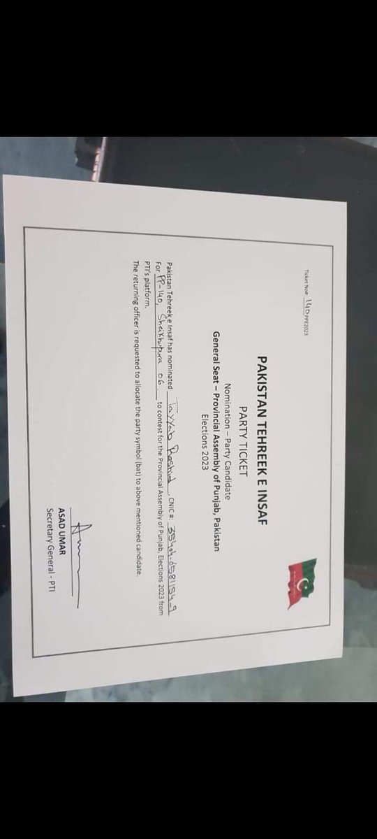 TayaabRashid's tweet photo. Thank You Chairman @ImranKhanPTI for showing your confidence in me  to contest the #PP140.
It is great opportunity for me to win this seat for you as a return of your confidence in me. Aiming high to Secure this seat ❤️🙏💯

 #PunjabElections https://t.co/9ZB6ORVfxc