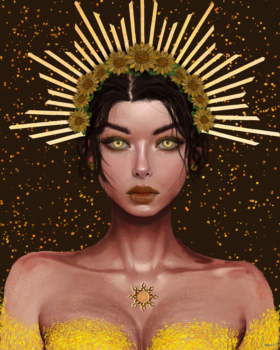 iamiladg's tweet photo. G Morniin #NFTCommunity 😉✨

"PANTEA" | پانته آ
The Goddess of Sun☀.

"She is the protector of life, light &amp; warmth, 
The Empress of Edenia Realm, 
She is precise, powerful &amp; just."

From my 1x1 #NFT Painting collection 
"Limitless Beauty".🌈

Threads🧵...(Details, WIP &amp; Links) https://t.co/KVZ7GPBkyZ