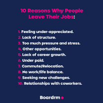 At Boardrm, your future is our passion, which is why we recognise that if you choose to move on from a role, it just means a better opportunity is waiting for you! 

Discover over 2 million job on our website in the UK alone! Submit your CV and match with the best role for you.