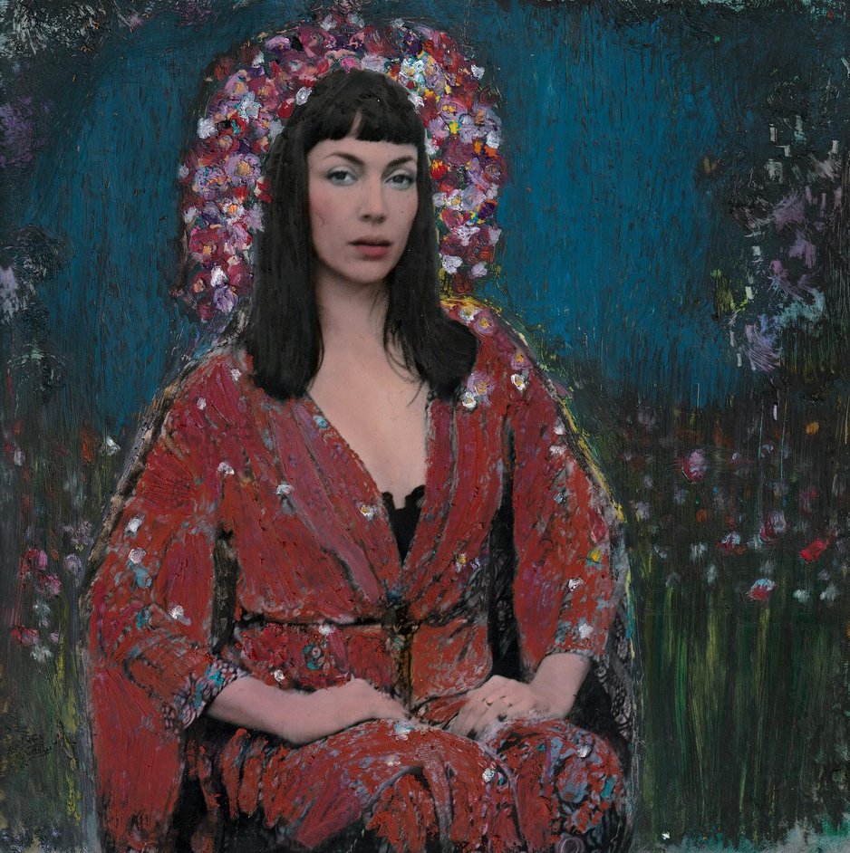 _R__'s tweet image. Kory // 2023 //  colori ad olio su fotografia in bianco e nero #erresullalunachulipaquin