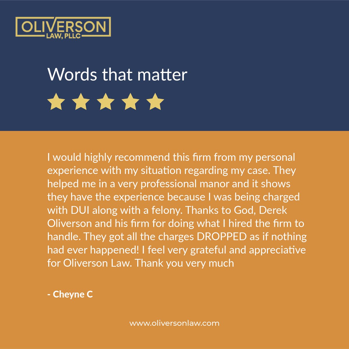 OliversonLaw's tweet image. Client facing DUI and felony charges had all charges dropped thanks to our hard work and expertise. At Oliverson, we strive to provide professional, experienced, and effective legal representation to all of our clients.
#DUIdefense #criminaldefense #gratefulclient #OliversonLaw