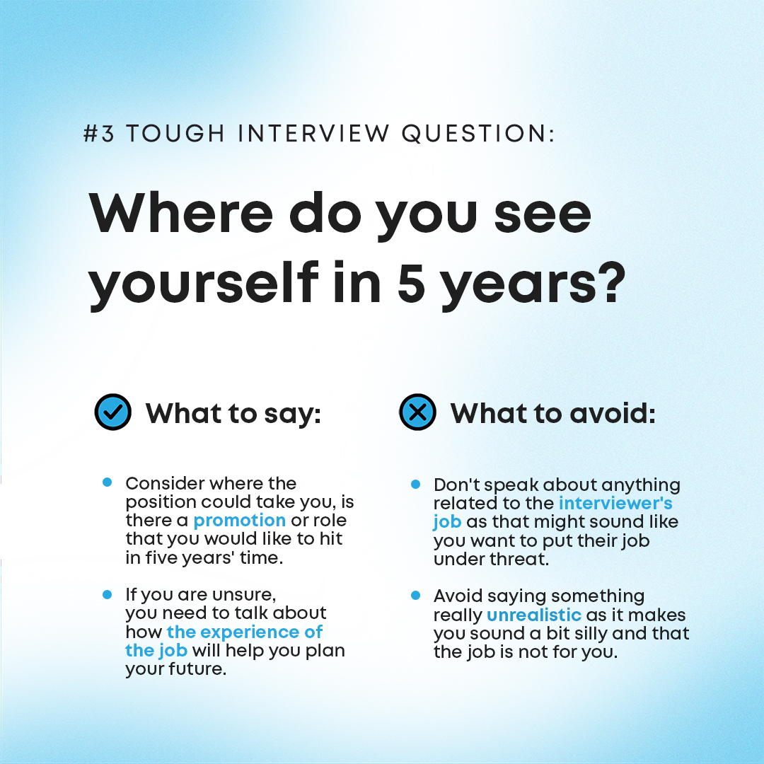 rresourcing1's tweet photo. We have put together some tips about what to say &amp; what to avoid when you’re asked 'Where do you see
yourself in 5 years?'

Contact us today to discuss your recruitment needs -
📞+44 (0) 1332 410710
✉️ info@revivalresourcing.co.uk

#recruitment #nowhiring #jobopportunities https://t.co/VsKuFMTQ0t