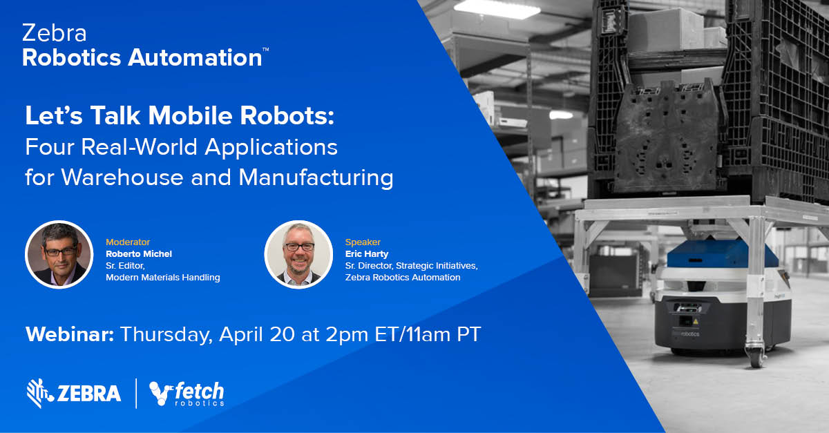KeithSiedentop's tweet image. Interested in introducing robotic #automation to your workflows but not sure where to start? Join us for this free #webinar, Thursday, April 20th to learn four real-world applications for warehouse and manufacturing. #RoboticsAutomation
Register ▶️ social.zebra.com/6013gM5vd