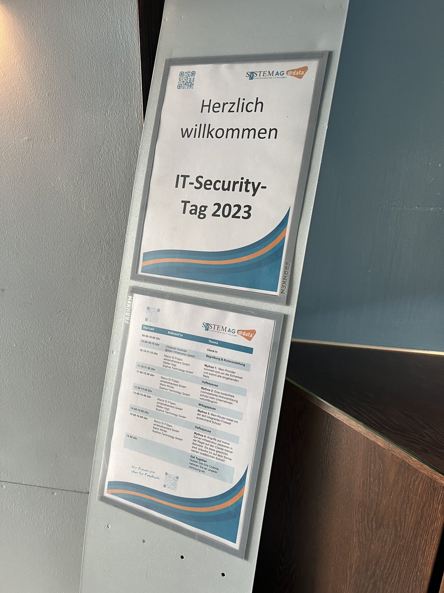 wlhackers's tweet photo. Gestern waren wir zu Gast bei den IT-Sicherheitstagen der System AG@data GmbH im #Phantasialand🎡🎢

Zusammen mit Mario Winter &amp; Stefan Vogt von #Sophos wurde der Tag mit zahlreichen Vorträgen rund um die Frage "𝐒𝐢𝐜𝐡𝐞𝐫, 𝐝𝐚𝐬𝐬 𝐒𝐢𝐞 𝐬𝐢𝐜𝐡𝐞𝐫 𝐬𝐢𝐧𝐝?" gestaltet. 🎤 https://t.co/etuDmYQIdT