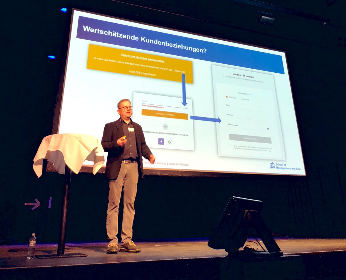 Dark Patterns werden als Manipulation wahrgenommen - und leider wirken sie. Marcus Zimmer appelliert an die Verantwortung der Unternehmen. #shift2023 

#shift2023